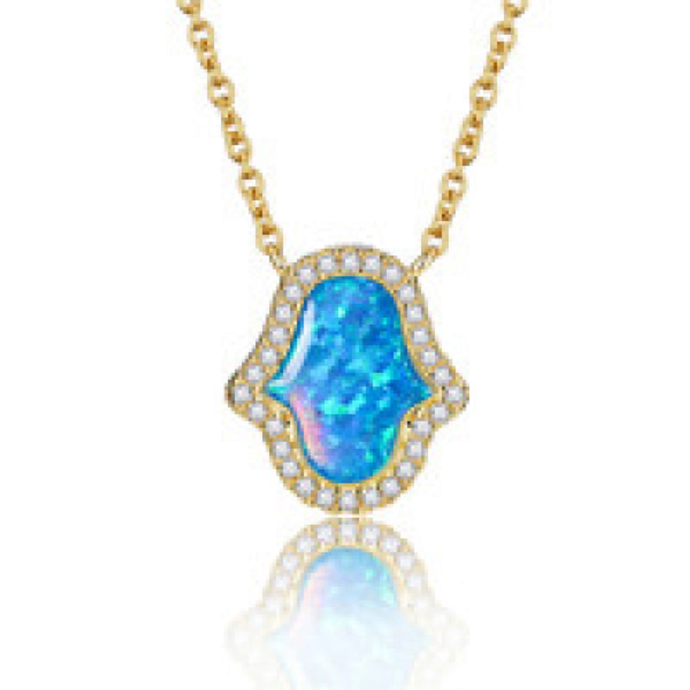 Gold-Tone Micro-Pave White Crystal Palm Necklace