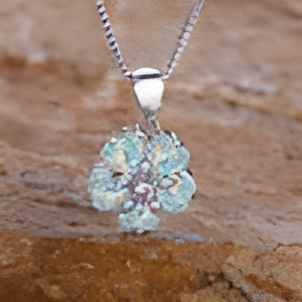 Silver-Tone White Simulated Opal Cherry Blossom Crystal Pendant Necklace