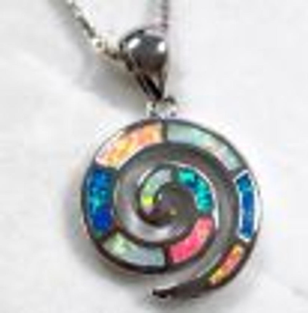 Silver-Tone Multicolor Simulated Opal Ribbed Necklace