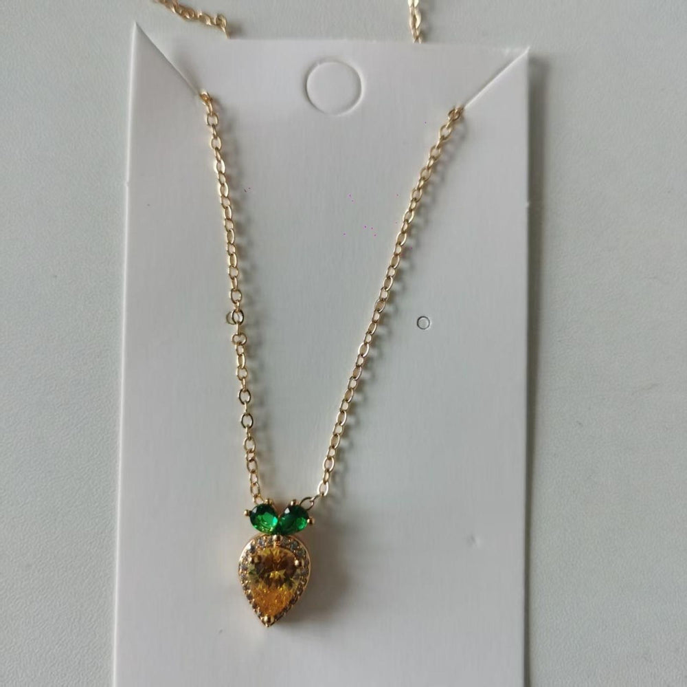 Gold-Tone Haloed Yellow Teardrop Crystal Necklace