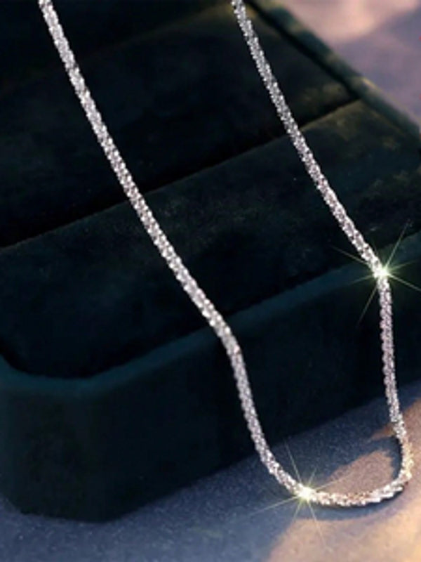 Sterling Silver White Crystal Sparkling Necklace