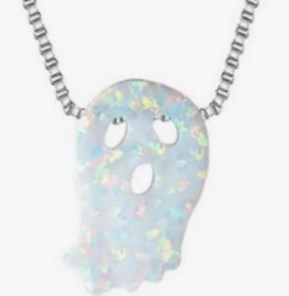 Sterling Silver White Crystal Ghost Necklace