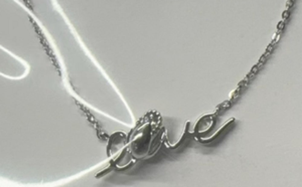 Sterling Silver White Crystal Initial Necklace