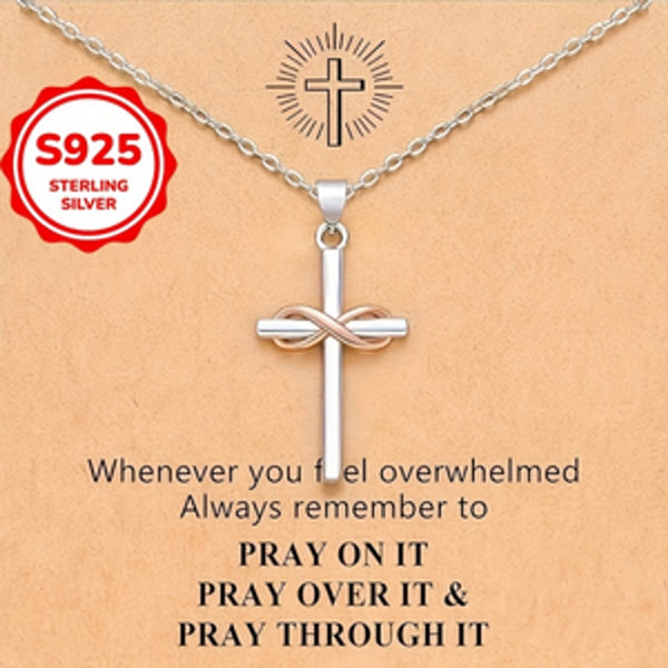 Sterling Silver White Crystal Cross Necklace