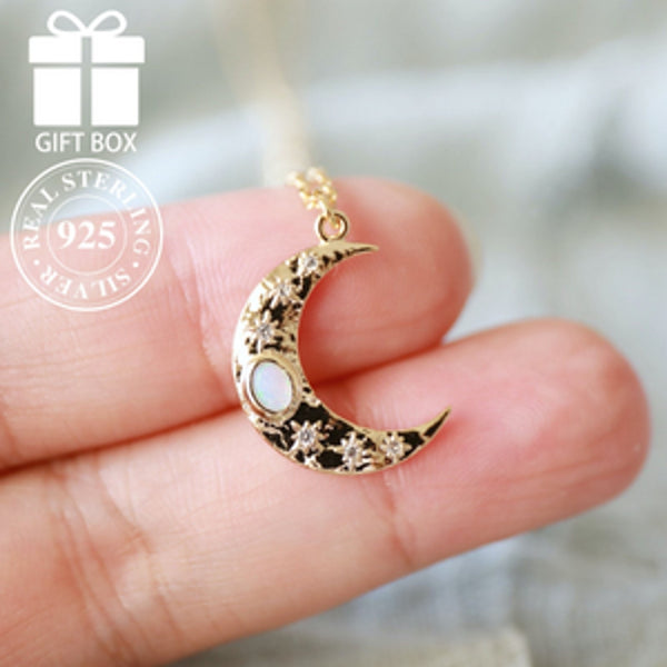 Sterling Silver White Simulated Opal Egg-Shape Necklace