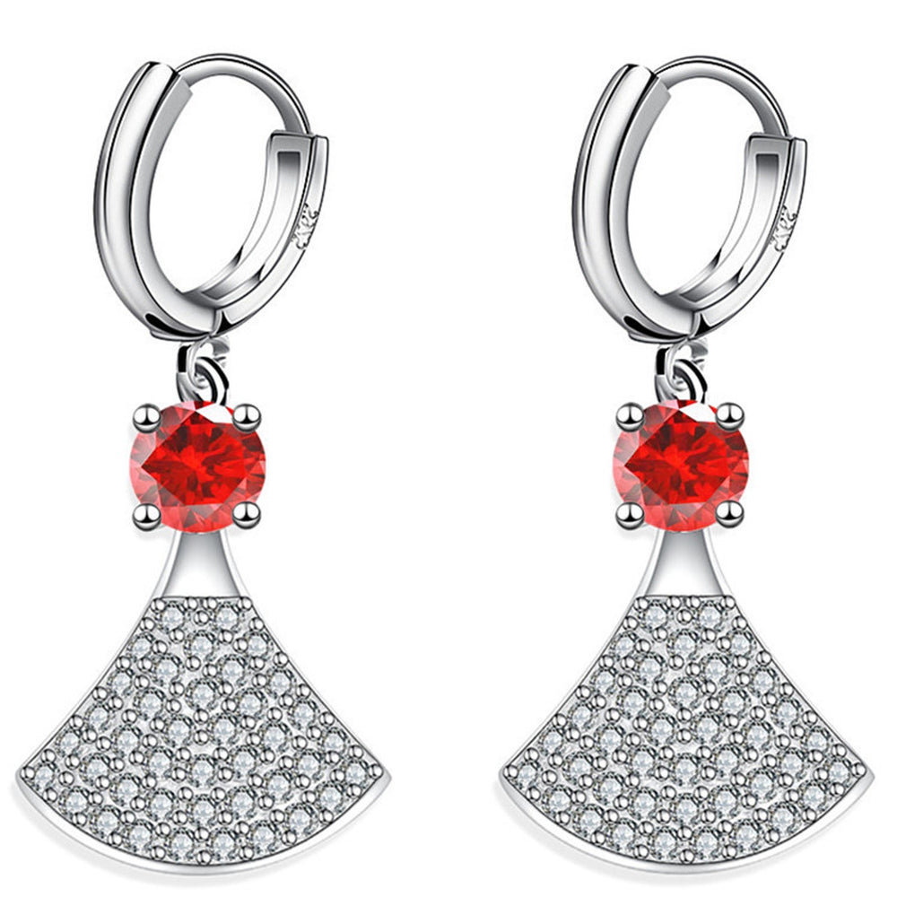 Silver-Tone Crystal-Set Red Crystal Dress Drop Earrings